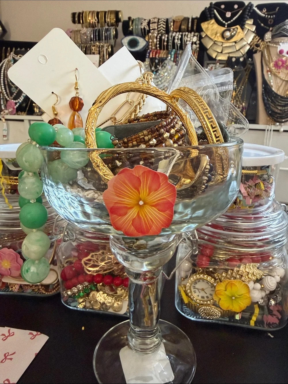 Mystery jars of jewelry of vintage jewelry and fashion jewelry